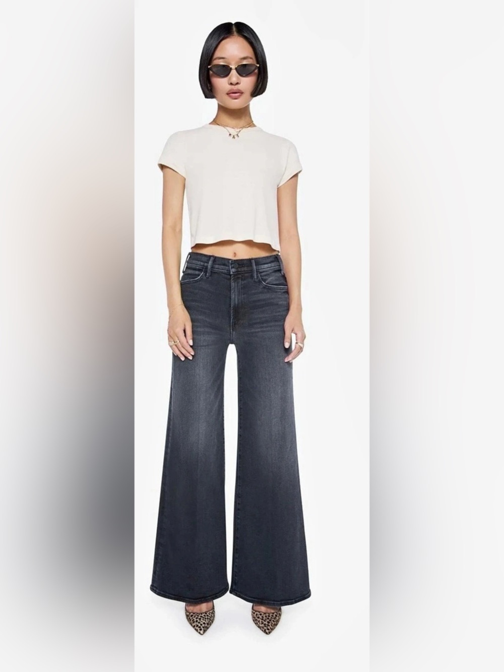 Mother Lil Mother Hustler Roller Sneak Not Today Satan Jeans Wide Leg 25 New NWT